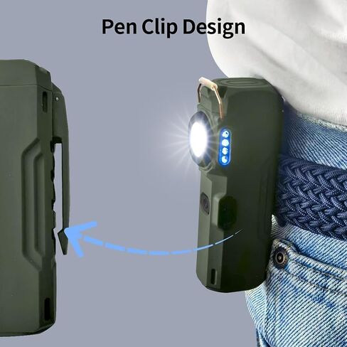 BY-J Electric Lighter with Digital Display and Flashlight - Type C Smart Fast Charge, Plasma Arc, Waterproof and Windproof Flameless Cool for Camping, Hiking, Outdoor Activities, Green in Kuwait