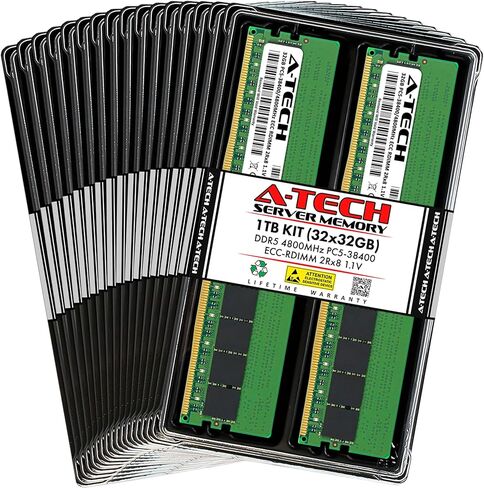 A-Tech 1TB Kit (32x32GB) RAM لـ Dell PowerEdge MX760C ، R660 ، R760 ، R760XA ، R860 ، R960 ، XE8640 ، XE9640 ، XE9680 | DDR5 4800MHz PC5-38400 EC8 RDIMM 2RX8 ECC ترقية ذاكرة الخادم in Kuwait