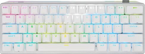 Corsair K70 PRO Mini Wireless RGB 60% Mechanical Gaming Keyboard - Fastest Sub-1ms Wireless, Swappable Cherry MX Blue Keyswitches-NA Layout, QWERTY - White (Renewed) in Saudi Arabia