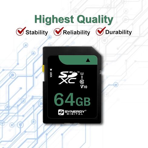 Synergy Digital 64GB Secure Digital SDXC UHS-I Memory Cards, Compatible with Ricoh WG-6 Digital Camera - Class 10, U1, 100MB/s, 300 Series - Pack of 2 in Saudi Arabia