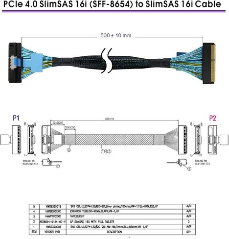 Micro SATA Cables|SlimSAS 16iPCIe Gen 4,Cable 50cm in Saudi Arabia