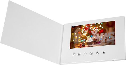 Jeasun 7" Video Greeting Card with Auto Playback, Horizontal Screen, 4GB Memory, White - Perfect for Weddings and Anniversaries in Saudi Arabia