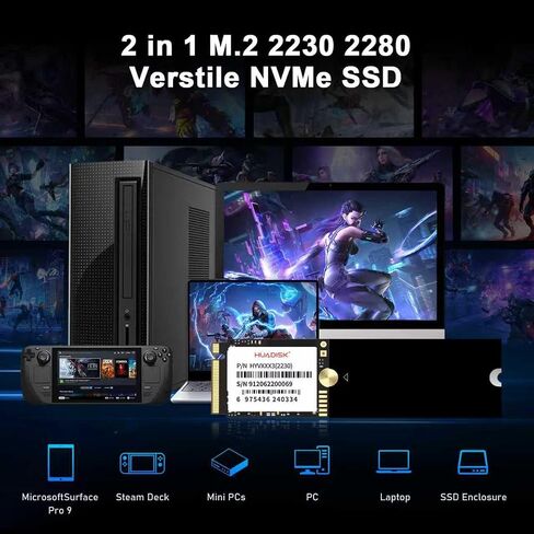 M.2 2230 NVMe SSD 256GB Gen3x4, M2 SSD NVMe with 2280 Extension Board, 3D TLC NAND Flash, Up to 2100MB/s,Internal Solid State Drive for Steam Deck, ROG Ally, Mini PCs and Surface in Saudi Arabia