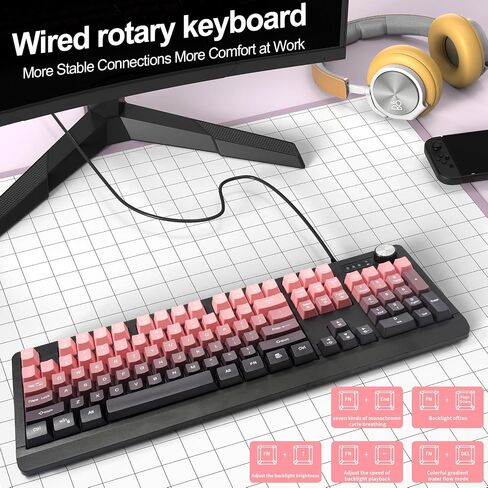 Wired RGB Gaming Membrance Keyboard. 100 ٪ Mini Creamy LED لوحة مفاتيح كمبيوتر. للكمبيوتر الشخصي كمبيوتر Mac Gamer. (أخضر) in Kuwait