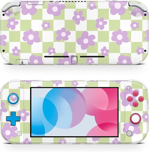 ZOOMHITSKINS Switch Lite Accessories, Compatible for Switch Lite Skin Pink, Green White Purple Tiny Flowers Cute Vintage Floral, 3M Vinyl, Durable & Fit, Easy to Install, Made in The USA in Saudi Arabia