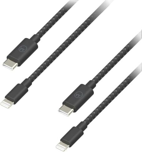 [2 pack] Motorola 1.5m (4.9ft) Nylon Nylon USB -C لبيانات البرق/شحن الكابلات لشحن iPhone 12 ، 12 ، 11 ، 11 ، 11 Pro ، X ، XR ، XS ، XS Max - USB2.0 - MFI معتمدة in Saudi Arabia