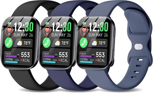 3 حزمة سليكون سبورت ووتش نطاقات متوافقة مع Gloryfit T80/T70/T60/T50 Smartwatch ، 22 مم حزام بديل سريع الإفراج ناعم للماء لـ Gloryfit P99/P98 ملحقات الرجال in Kuwait