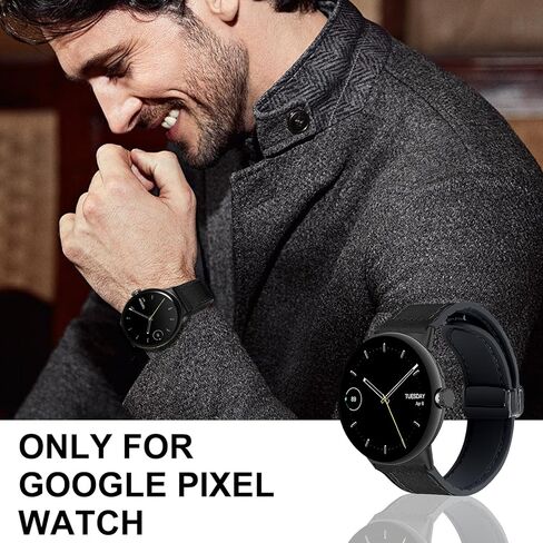 شريط مشاهدة الجلد المغناطيسي متوافق مع Google Pixel Watch 3 45mm/ Google Pixel Watch 2 3 1 41 مم تصميم مشبك مغناطيسي معصم معصبيات أشرطة الاستبدال للرجال النساء in Kuwait