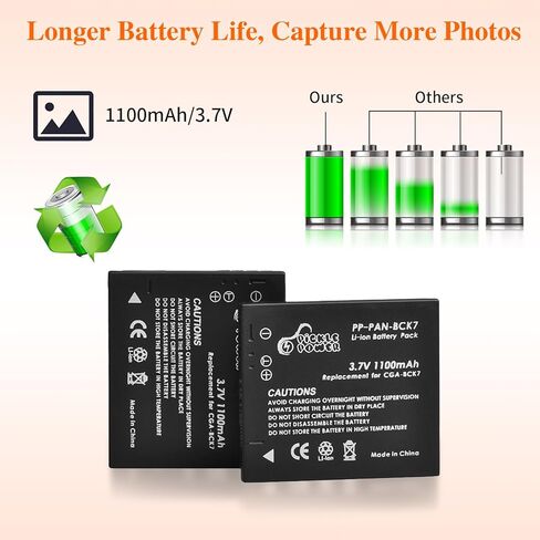 Pickle Power DMW-BCK7 DMW-BCK7PP DMW-BCK7E NCA-YN101G Battery and Smart LED USB Charger for Panasonic Lumix DMC-FP5, DMC-FP7,DMC-FH2, DMC-FH5, DMC-FH24, DMC-FH25,DMC-FS16 and More in Saudi Arabia