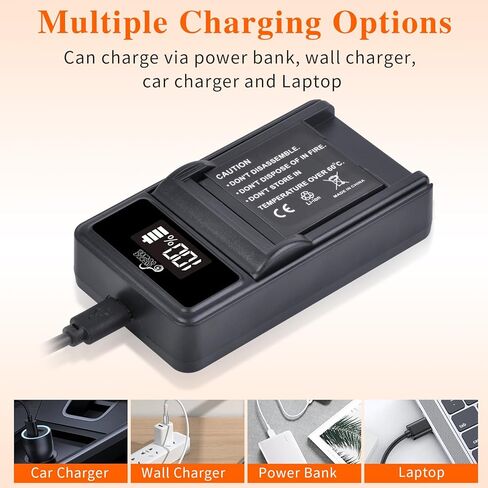 Pickle Power DMW-BCK7 DMW-BCK7PP DMW-BCK7E NCA-YN101G Battery and Smart LED USB Charger for Panasonic Lumix DMC-FP5, DMC-FP7,DMC-FH2, DMC-FH5, DMC-FH24, DMC-FH25,DMC-FS16 and More in Saudi Arabia