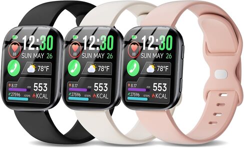 3 حزمة سليكون سبورت ووتش نطاقات متوافقة مع Gloryfit T80/T70/T60/T50 Smartwatch ، 22 مم حزام بديل سريع الإفراج ناعم للماء لـ Gloryfit P99/P98 ملحقات الرجال in Kuwait