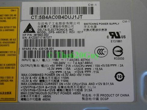 HP XW4400 460W 460 WATT POWERSS 435128-001 381840-002 DELTA DPS-460CB C (متجدد) in Saudi Arabia