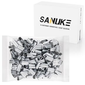 325 قطعة من Sanuke أكمام من الحبال السلكية من الألومنيوم، 8 مقاسات 3/64 بوصة 1/16 بوصة 5/64 بوصة 3/32 بوصة 1/8 بوصة 5/32 بوصة 3/16 بوصة 1/4 بوصة ''طقم حلقات كابل مزدوج