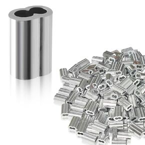 1/8" Aluminum Crimping Loop Sleeve 100PCS, Diameter Wire Rope and Cable (100)