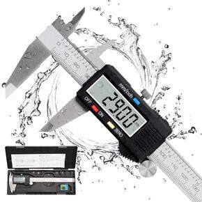 أداة قياس الفرجار، فرجار Qfun Vernier الرقمي من الفولاذ المقاوم للصدأ 6 بوصة/150 مم، ميكرومتر رقمي مقاوم للماء، سهل التبديل من بوصة إلى ملليمتر، شاشة LCD كبيرة