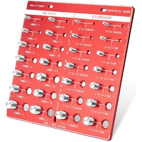 فاحص الخيوط، فاحص خيط الصواميل والمسامير الاحترافي مع 28 مقاسًا، 14 متريًا ممتازًا و14 مسمار تعريف قياسي، مقياس خيط دقيق بمقاييس السنتيمتر والبوصة على كلا الجانبين in Kuwait