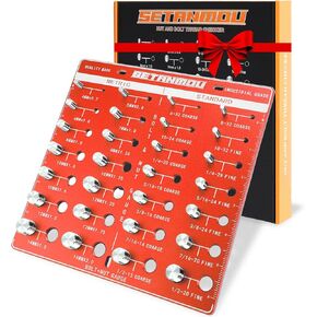 Thread Checker - 28 Bolt and Nut Identifiers, Bolt Sizes and Thread Gauges, Square Design Gift Box Packaging, 14 Metric and 14 Standard Thread Sizes and Thread Gauges in Kuwait