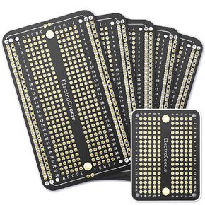 ElectroCookie Prototype PCB Solderable Breadboard for Electronics Projects Compatible for DIY Arduino Soldering Projects, Gold-Plated (5 Pack + 1 Mini Board, Red)