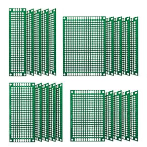Chanzon 34 Pcs Double Sided PCB Board Tinned Through Holes (5 Sizes 2X8 3X7 4X6 5X7 7x9) Prototype Kit FR4 Printed Universal Circuit Perfboard for DIY Soldering Project Compatible with Arduino Kits