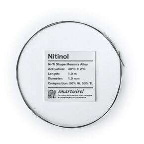 Nitinol 1 Meter Pre-Trained Shape Memory Alloy (1mm Diameter, 40C / 104F Activation Temperture) | for Science, Education, Research, and Magic | by Smartwire