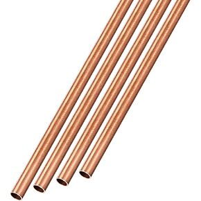 Copper Tube (3mm OD x 0.2mm Wall T x 300mm L) 4Pcs, Straight Tubing - for Home Furnishing, Machinery, DIY Handicraft