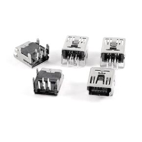 uxcell Mini USB Type B Female Socket 5-Pin Right Angle DIP Jack Connector 5 Pcs