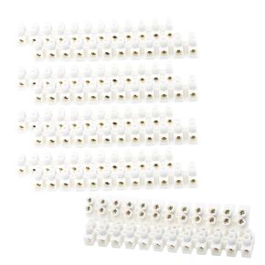 10 Pcs Terminal Block White, Screw Terminal Connector, Dual Row Electric Barrier Block 12-Position Terminal Strip, 10 Amp 380 V