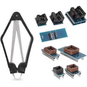 ASHATA 9 Piece Programmer Adapters Sockets Kit with 16 SOP16, 8 SOP8 to DIP8, PLCC44- DIP40, DIP SMD for TL866CS TL866A EZP2010 IC Extractor