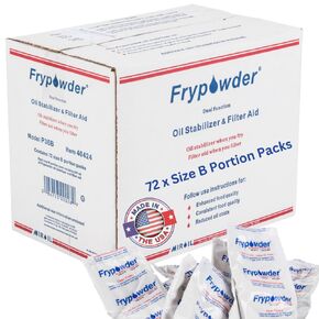 MirOil P36B 72 x size B Portion Packs (240ml Each) Fry Powder Oil Stabilizer and Filter Aid, Fryer Oil Saver, Item 40424, Food centers cook hotter, Save Oil, Remove Carbon deposits