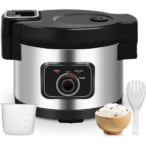 Commercial Rice Cooker Large Rice Cooker 50Cup(Cooked)/25Cup (Uncooked), 1850W 13L Rice Cooker for Restaurant Canteen Party Commercial Rice Warmer for 24H