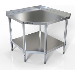 Corner Stainless Steel Work Table - Food Prep Tables for Commercial Kitchen - NSF Metal Heavy Duty Workbench with Backsplash - Cooking Chef Work Bench for Restaurant - 36"x36" Working Station in Kuwait