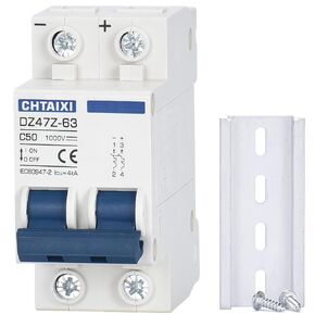 DC Miniature Circuit Breaker, 2 Pole 1000V 50 Amp Isolator for Solar PV System, Thermal Magnetic Trip, DIN Rail Mount, Chtaixi DC Disconnect Switch C50