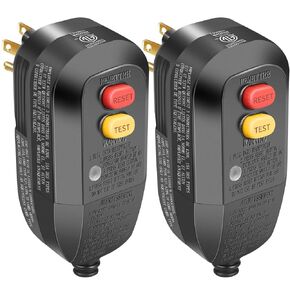 2Pcs GFCI Plug Replacement 3 Prong, Auto Reset 15 Amp UL/CUL Listed Ground Fault Circuit Interrupter GFCI Adapter Replacement Parts for Power Pressure Washer, Hot Tub