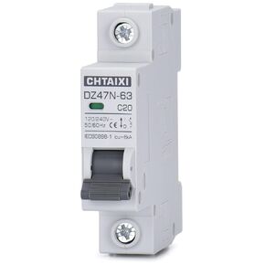 AC Miniature Circuit Breaker, 20 Amp 120V/240V 1 Pole DIN Rail Mount Circuit Breaker, Thermal Magnetic Trip, Solar AC Disconnect Switch MCB C20