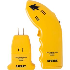 Sperry Instruments CS550A Circuit Breaker Finder, Quickly Locate AC Circuits/Fuses, Visual LED, Plug Style Transmitter/Auto-Sensing Receiver, 120V AC, Yellow
