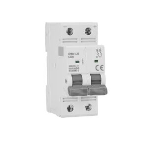 DC Miniature Circuit Breaker 2Pole 500VDC 100A 125A 6KA Thermal Magnetic Trip High Current DC Disconnect Switch Isolator Solar PV System DIN Rail Mount DC MCB (2P 63A 500VDC 6Ka)