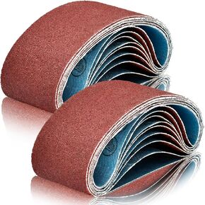 18 قطعة من أحزمة الصنفرة مقاس 3 × 18 بوصة، 40/80/120/150/240/400 ورق صنفرة من أكسيد الألومنيوم لصنفرة الحزام وتلميع الطلاء المعدني لأعمال النجارة in Kuwait