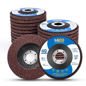 Flap Disc 4 1/2 inch 20 Pack for Angle Grinder Sanding Disc Assorted Grit 40 60 80 120 Aluminum Oxide Sanding Grinding Wheels 4.5 x 7/8 Inch Flat Type #27