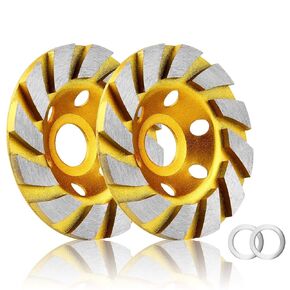 2pcs-4 Inch Concrete Stone Ceramic Turbo Diamond Grinding Cup Wheel,12 Segs Heavy Duty Angle Grinder Wheels for Angle Grinder (Yellow)
