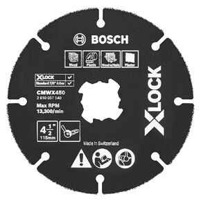 BOSCH CMWX450 4-1/2 In. X-LOCK Carbide Multi-Wheel Compatible with 7/8 In. Arbor for Applications in Cutting Wood, Wood with Nails, Plastic, Plaster