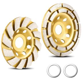 [Upgraded] 2 Pack Diamond Cup Grinding Wheel, Include 4-1/2 Inch Double Row Grinding Wheel, 4 Inch 12 Segs Heavy Duty Angle Grinder Wheels Sets for Angle Grinder Polishing (Black)