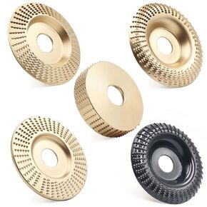 5PCS Angle Grinder Wood Carving Disc Set, 4 and 4 1/2 Angle Grinder Attachments with 5/8 inch Arbor, Grinder Cutting Disc Wood Shaping Tools, Grinding Wheel Shaping Disc for Wood Cutting