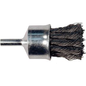 PFERD 83079 Stem Mounted Power Knot Wire End Brush, Round Shank, Carbon Steel Bristle, 1" Diameter, 0.014" Wire Size, 20000 Maximum RPM, 1/4" Shank Diameter