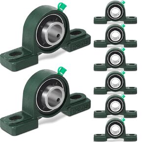 8 Pcs UCP205-16 Pillow Block Bearing with 1" Bore Flange Mounted Pillow Block Ball Bearing Self Alignment Cast Iron Housing Steel Bearing Unit for Industry, Green