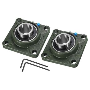 uxcell 2pcs UCF203-11 Pillow Block Bearings 11/16 inch Bore Self Alignment, Solid Cast Iron Base Square Flange Mounted Chrome Steel Bearings