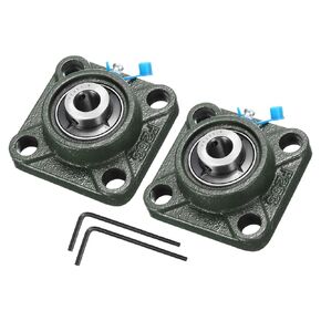 uxcell 2pcs UCF203-11 Pillow Block Bearings 11/16 inch Bore Self Alignment, Solid Cast Iron Base Square Flange Mounted Chrome Steel Bearings
