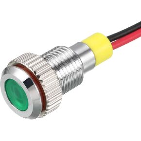 uxcell Signal Indicator Light AC/DC 24V 6mm Dash Lamp Flush Panel Mount Green LED Metal Shell in Kuwait