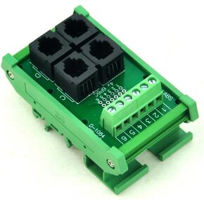 Electronics-Salon DIN Rail Mount RJ11/RJ12 6P6C 4-Way Buss Board Interface Module. in Kuwait