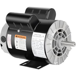 3.7 HP Air Compressor Motor, 3450 RPM Electric Motor, 230V 17.2A Single Phase Motor, 56 Frame 5/8" Keyed Shaft, Commercial-Duty CCW Rotation, 1.88" Shaft Length for Air Compressors
