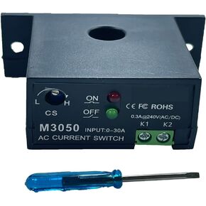 Current Sensing Relay AC Current Sensing Switch 0-30A Normally Open Amp Sensor Monitoring Relay (M3050)